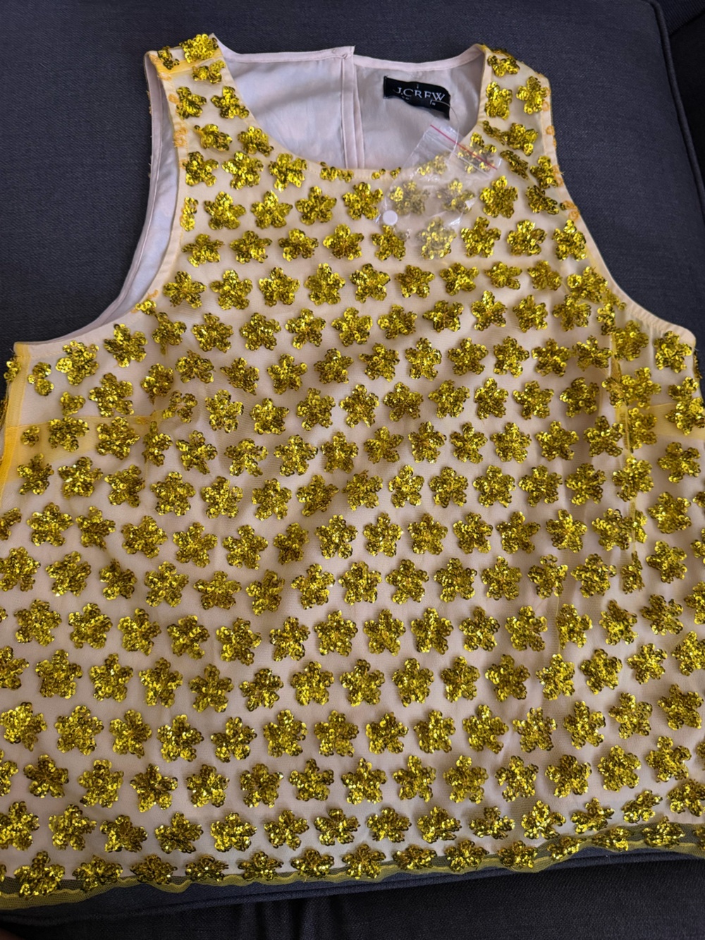 NWT J.Crew Embellished STARS Sequin Peplum Top - Gold on Cream